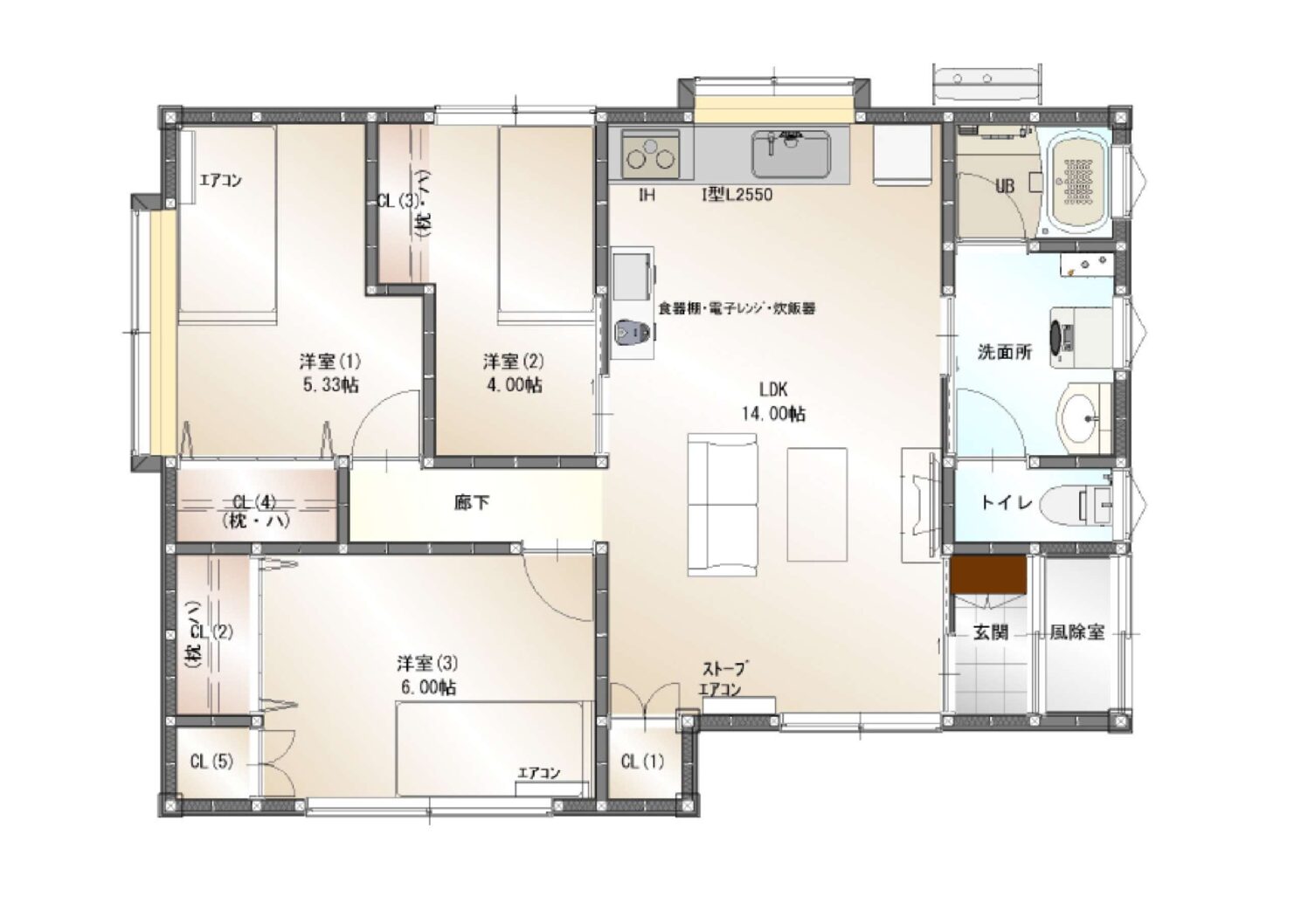 東二十一番町貸家の間取図